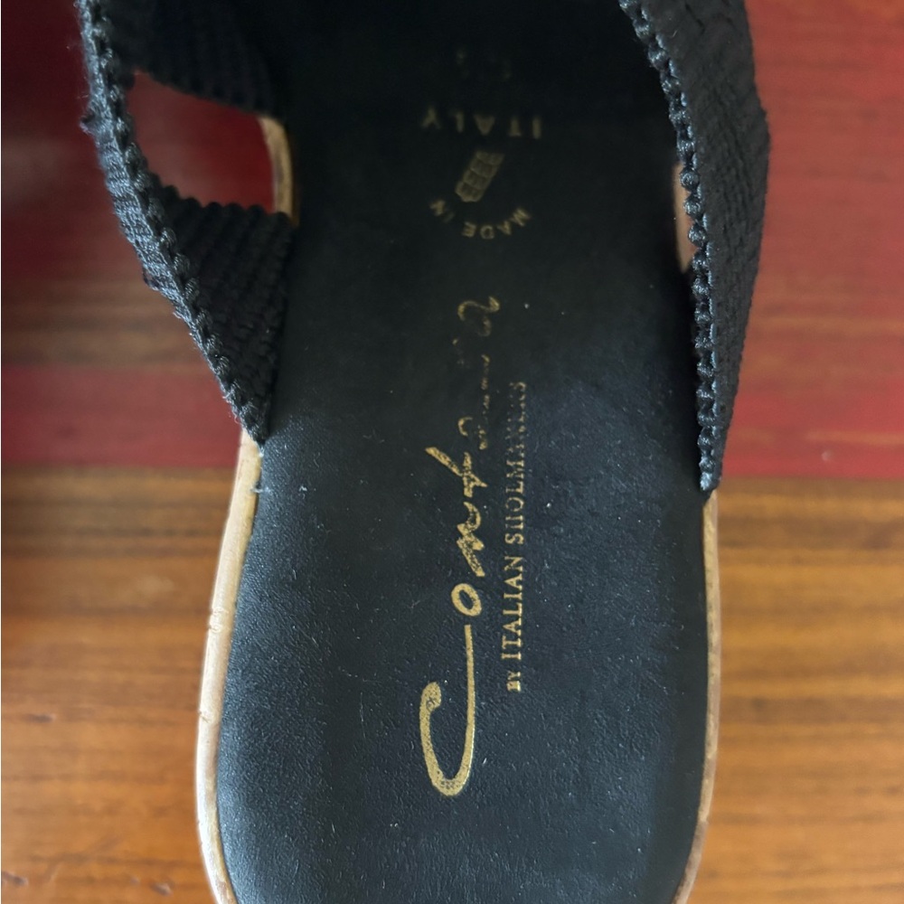 Contessa Italian Shoemakers Black Woven Wedge Sandals 8.5 - Picture 6 of 13